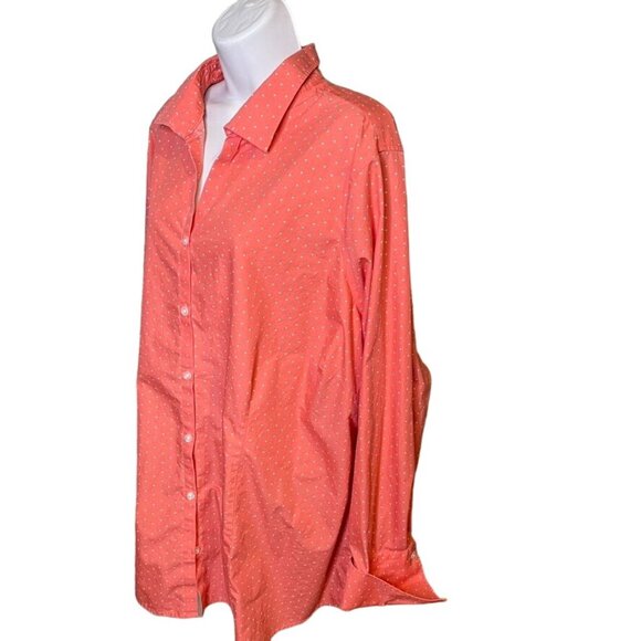 Lands End Womenns Button Down Blouse No Iron Shirt Polkadots Plus Size 26 u - Picture 4 of 9
